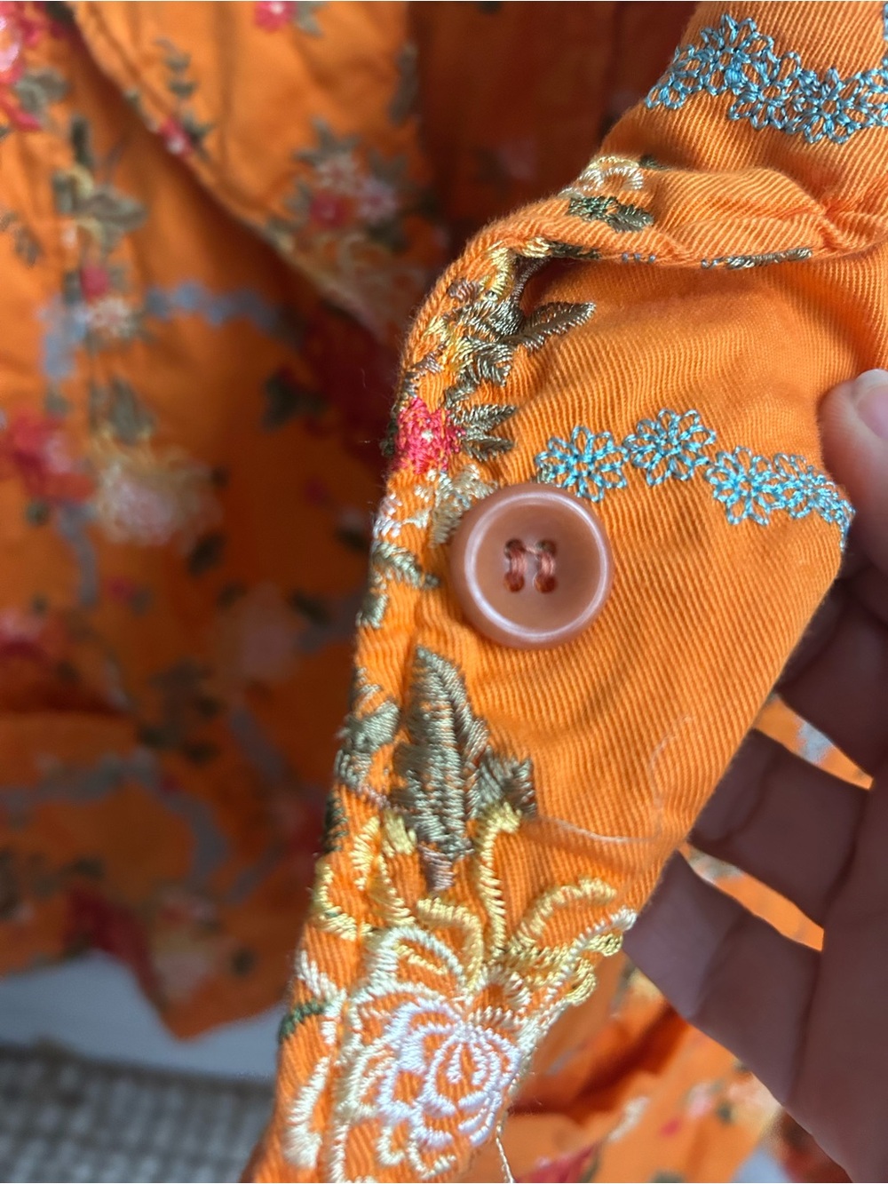 Johnny Was Tangerine Floral Embroidered Blazer - Picture 5 of 7